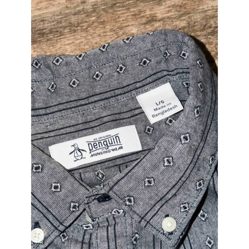Original Penguin Mens Short Sleeve Button Down Shirt Dark Sapphire, Size L, NWT - Picture 6 of 7